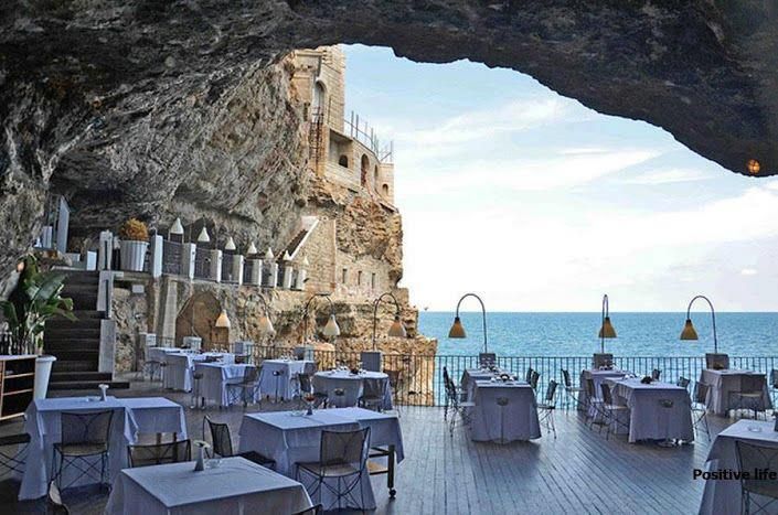 Grota Palazzi's Restaurant in Italy - beach size, beautiful cave restaurant